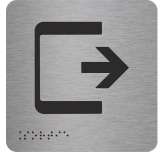 Picto alu avec braille et relief logo "Sortie"