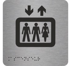 Pictogramme avec braille et relief "Ascenseur"