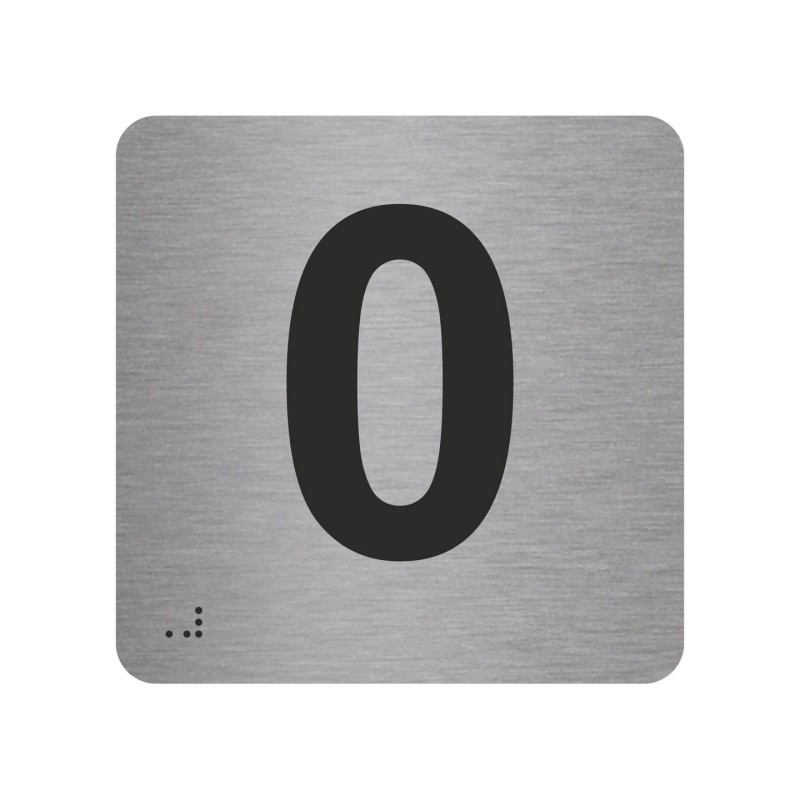 Pictogramme en alu avec braille et relief "0"
