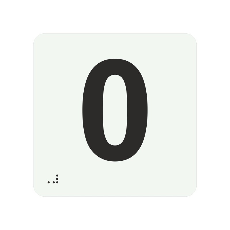 Pictogramme en alu avec braille et relief "0"