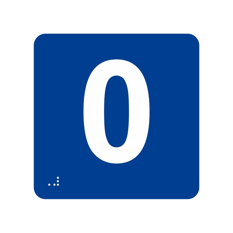 Pictogramme en alu avec braille et relief "0"