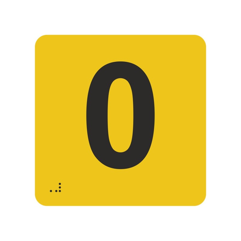 Pictogramme en alu avec braille et relief "0"