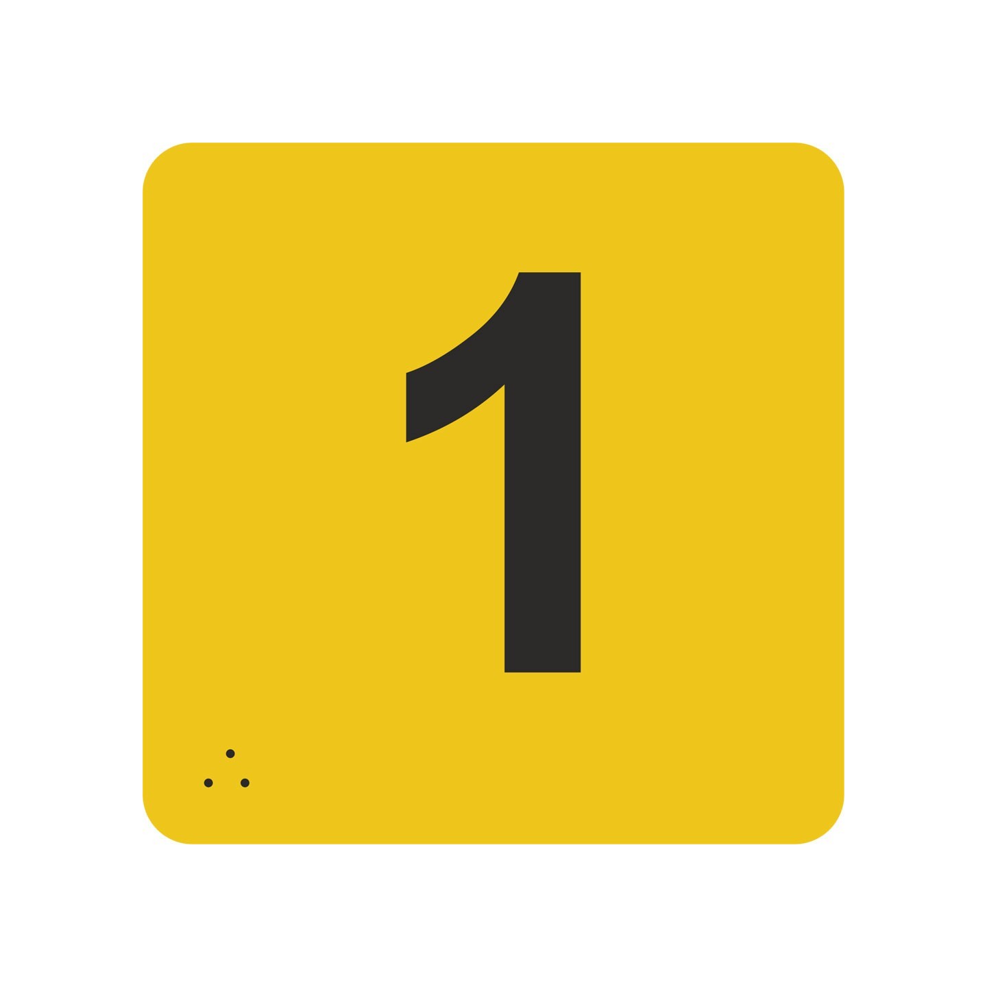 Pictogramme en alu avec braille et relief "1"