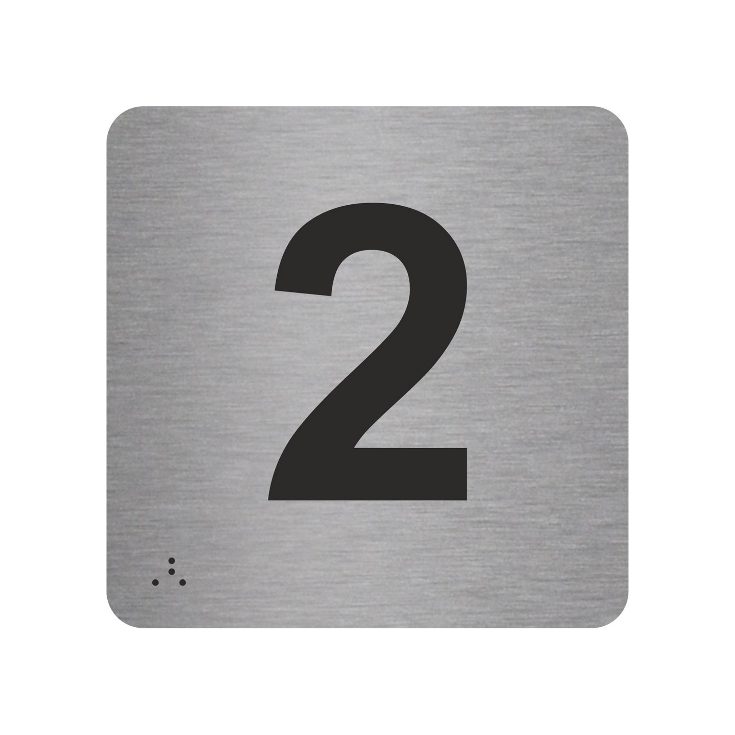 Pictogramme en alu avec braille et relief "2"