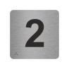 Pictogramme en alu avec braille et relief "2"