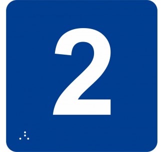 Pictogramme en alu avec braille et relief "2"