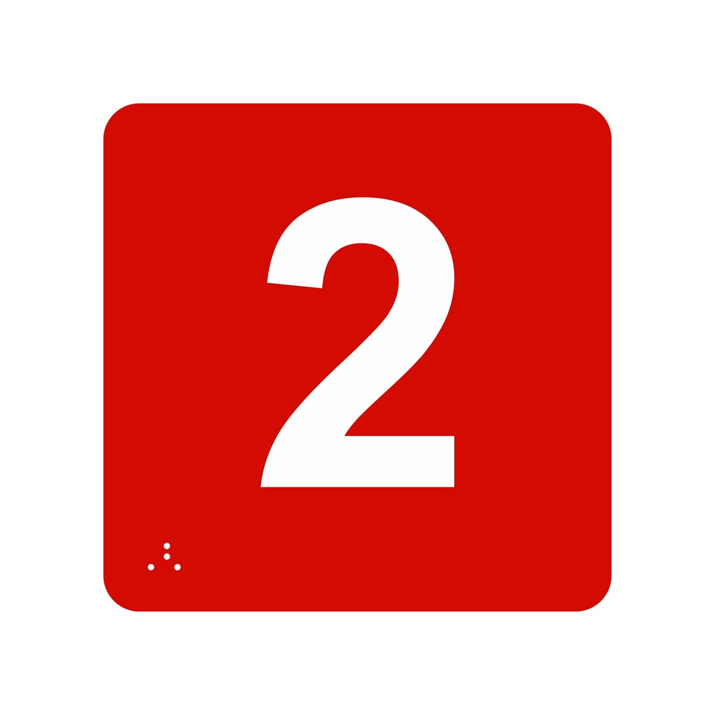Pictogramme en alu avec braille et relief "2"