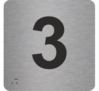 Pictogramme en alu avec braille et relief "3"