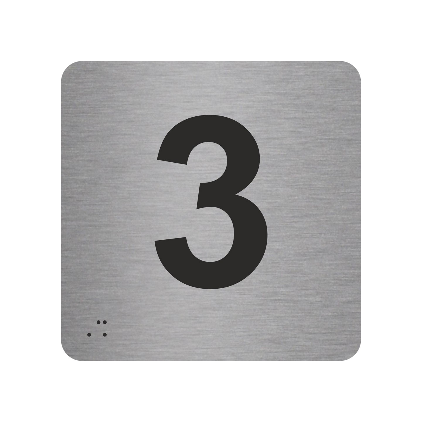 Pictogramme en alu avec braille et relief "3"
