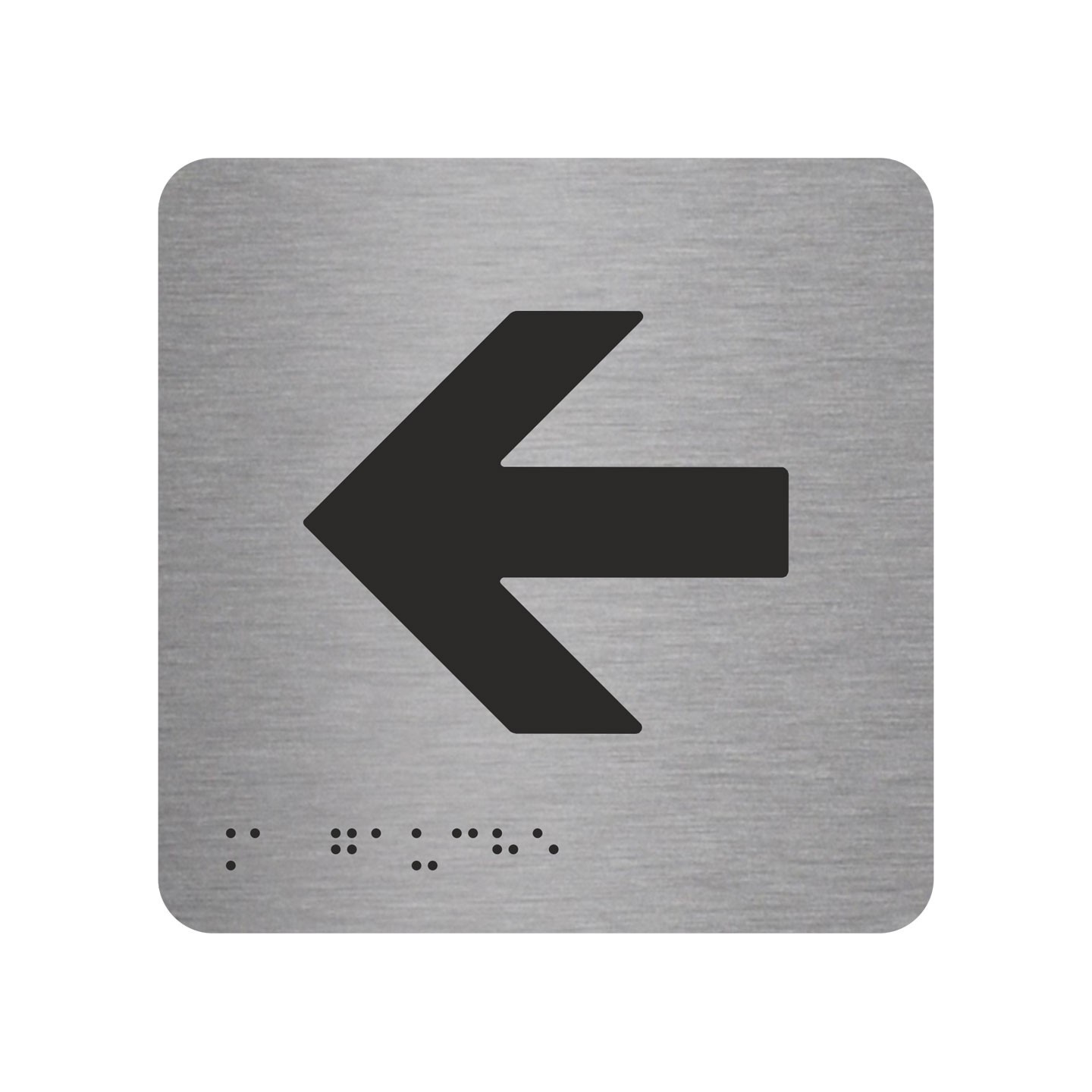 Picto alu avec braille et relief "Flèche vers la gauch