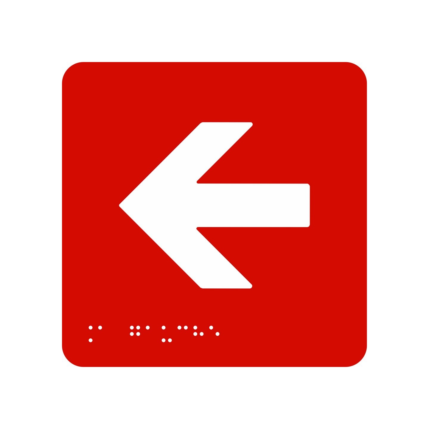 Picto alu avec braille et relief "Flèche vers la gauch