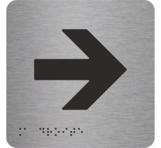 Pictogramme en alu avec braille et relief "Flèche vers la droite"