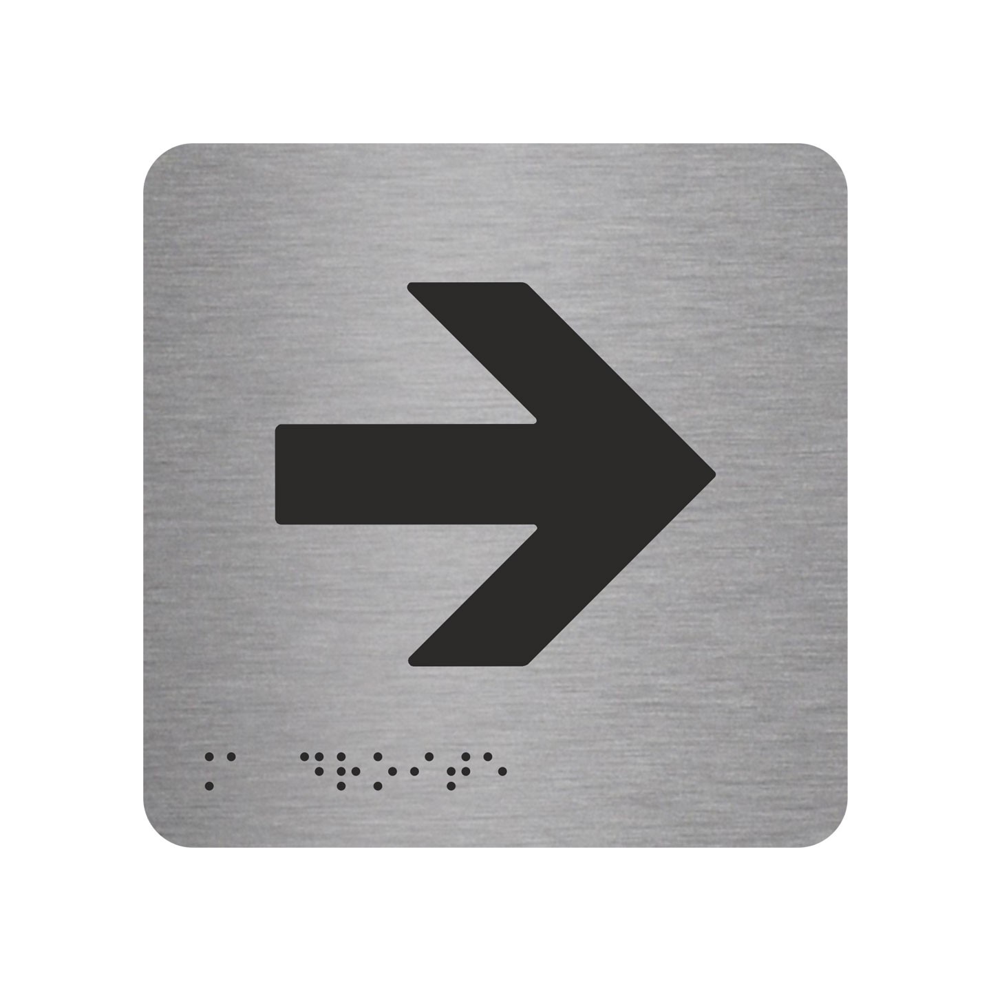 Pictogramme en alu avec braille et relief   "Flèche vers la droite"