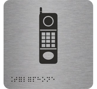 Pictogramme en alu avec braille et relief "Téléphone"