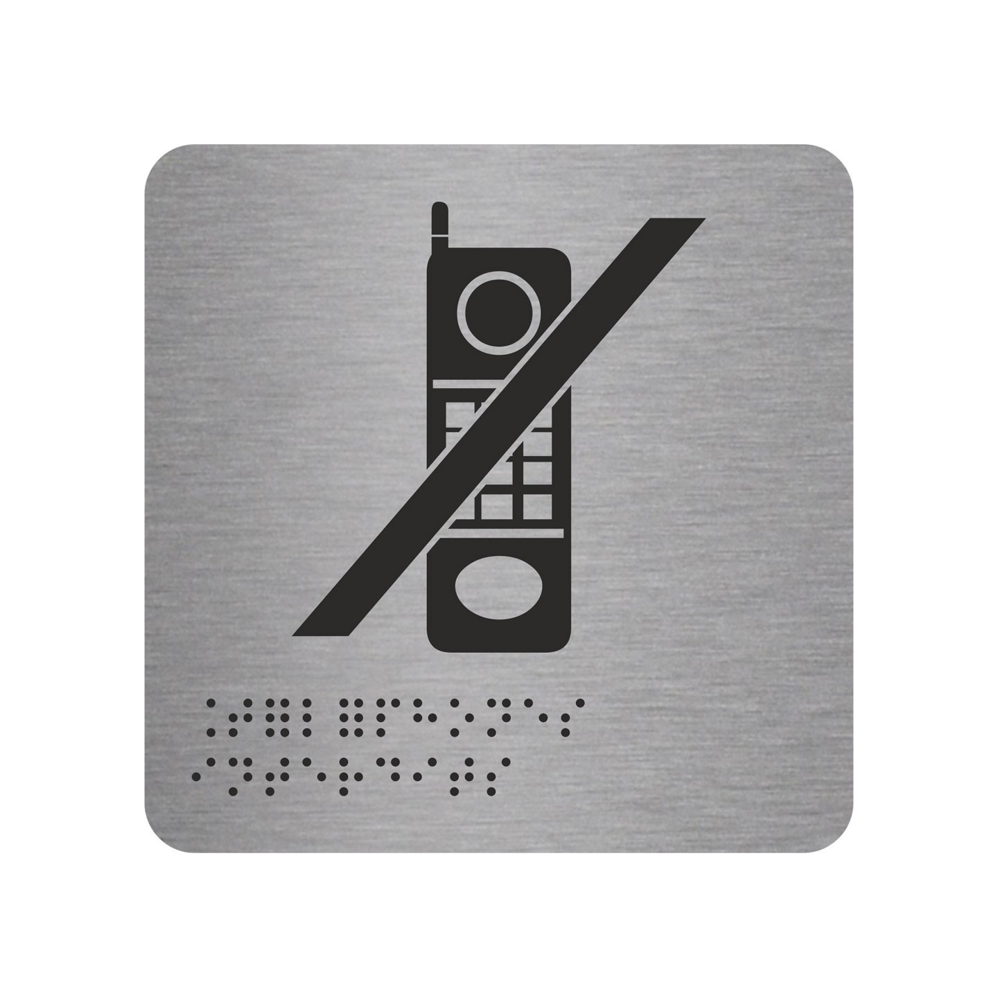 Pictogramme en alu avec braille et relief   "Téléphones interdits"