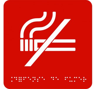 Picto avec braille et relief "Défense de fumer", 5 couleurs au choix