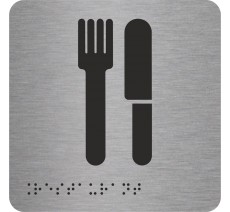 Picto avec braille et relief "Restaurant", 5 couleurs au choix