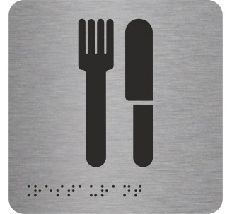 Pictogramme en alu avec braille et relief "Restaurant"