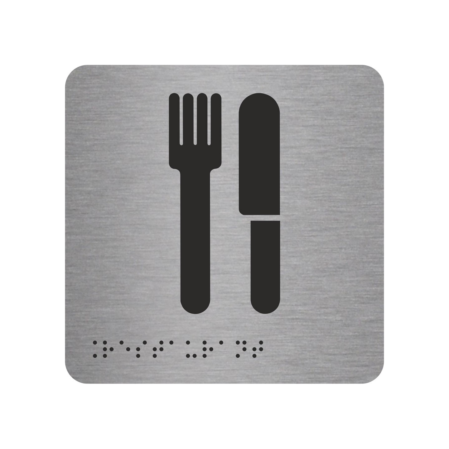 Pictogramme en alu avec braille et relief   "Restaurant"
