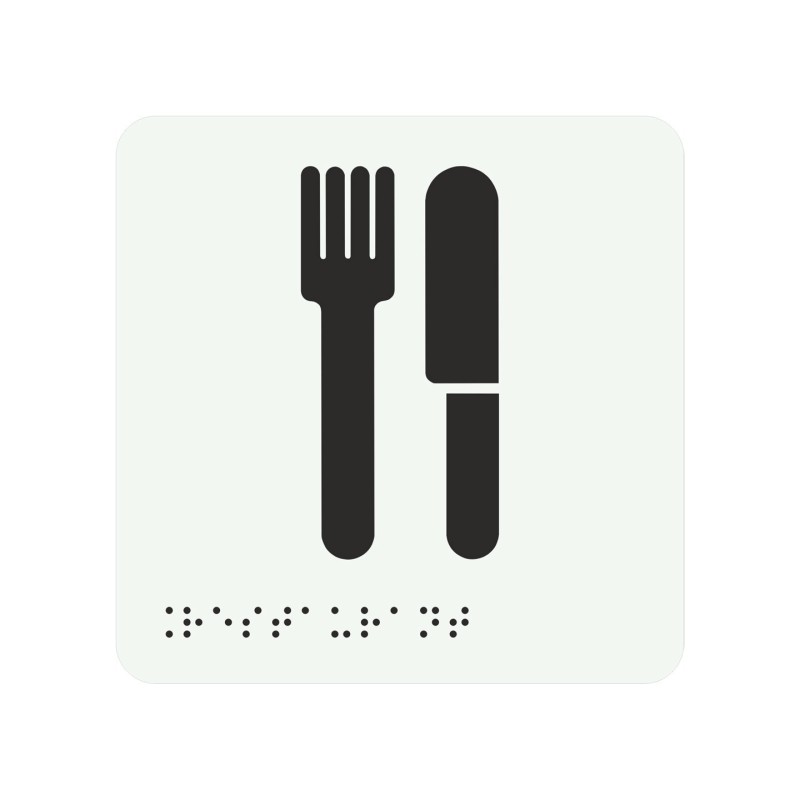 Pictogramme en alu avec braille et relief   "Restaurant"
