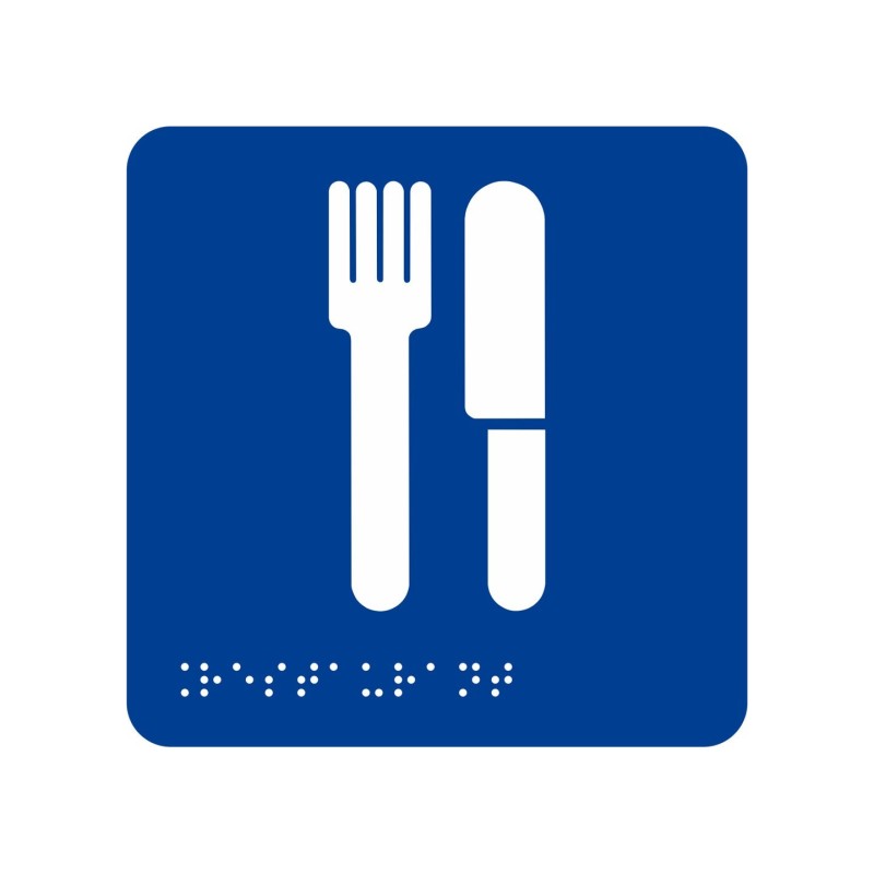 Pictogramme en alu avec braille et relief   "Restaurant"