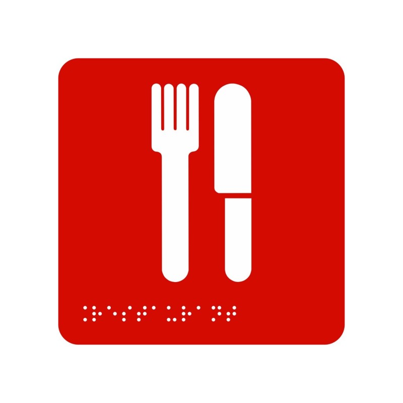 Pictogramme en alu avec braille et relief   "Restaurant"