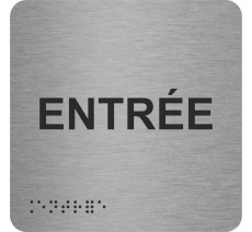 Picto alu avec braille et relief "Entrée", 5 couleurs au choix