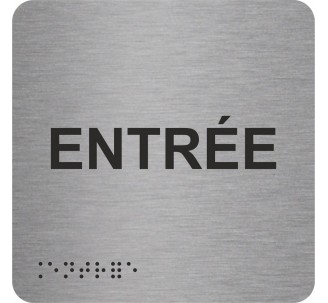 Picto alu avec braille et relief "Entrée", 5 couleurs au choix