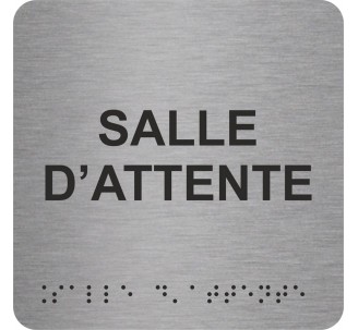 Picto alu avec braille et relief "Salle d'attente", 5 couleurs au choix