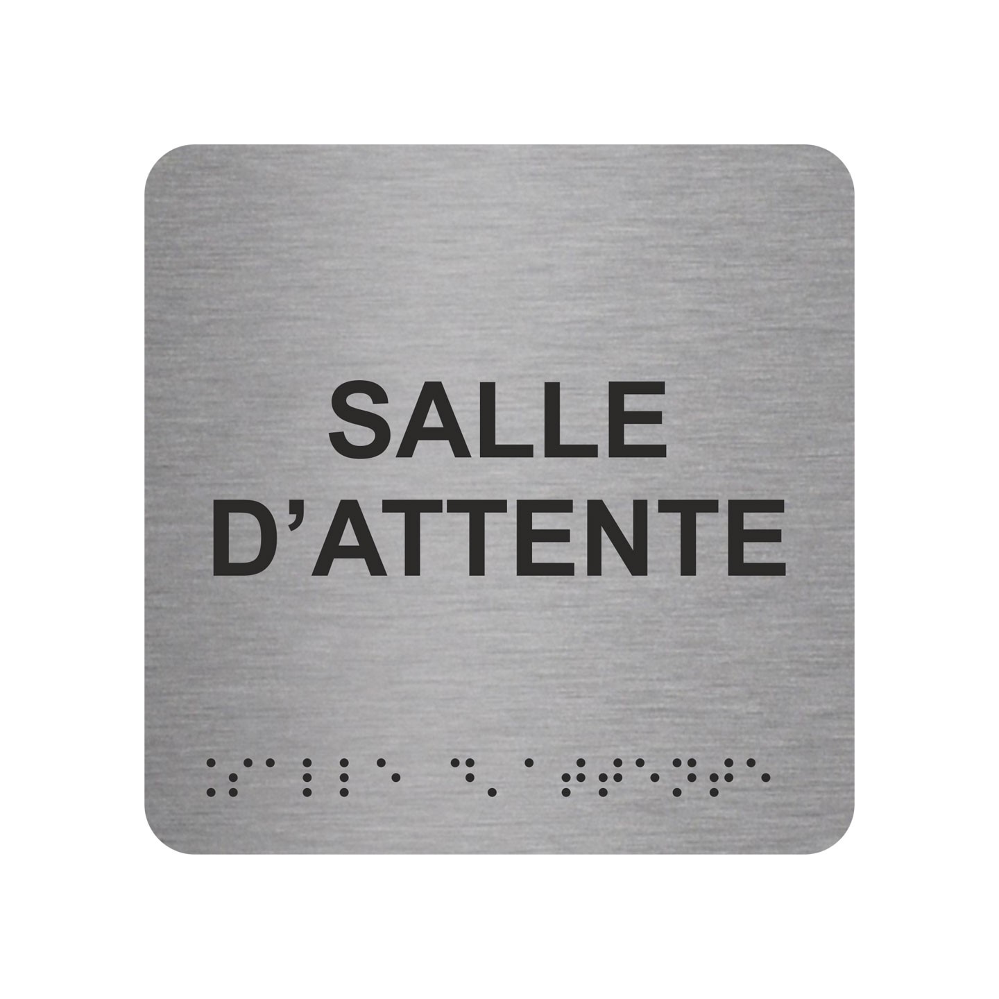 Picto alu avec braille et relief  "Salle d'attente", 5 couleurs au choix