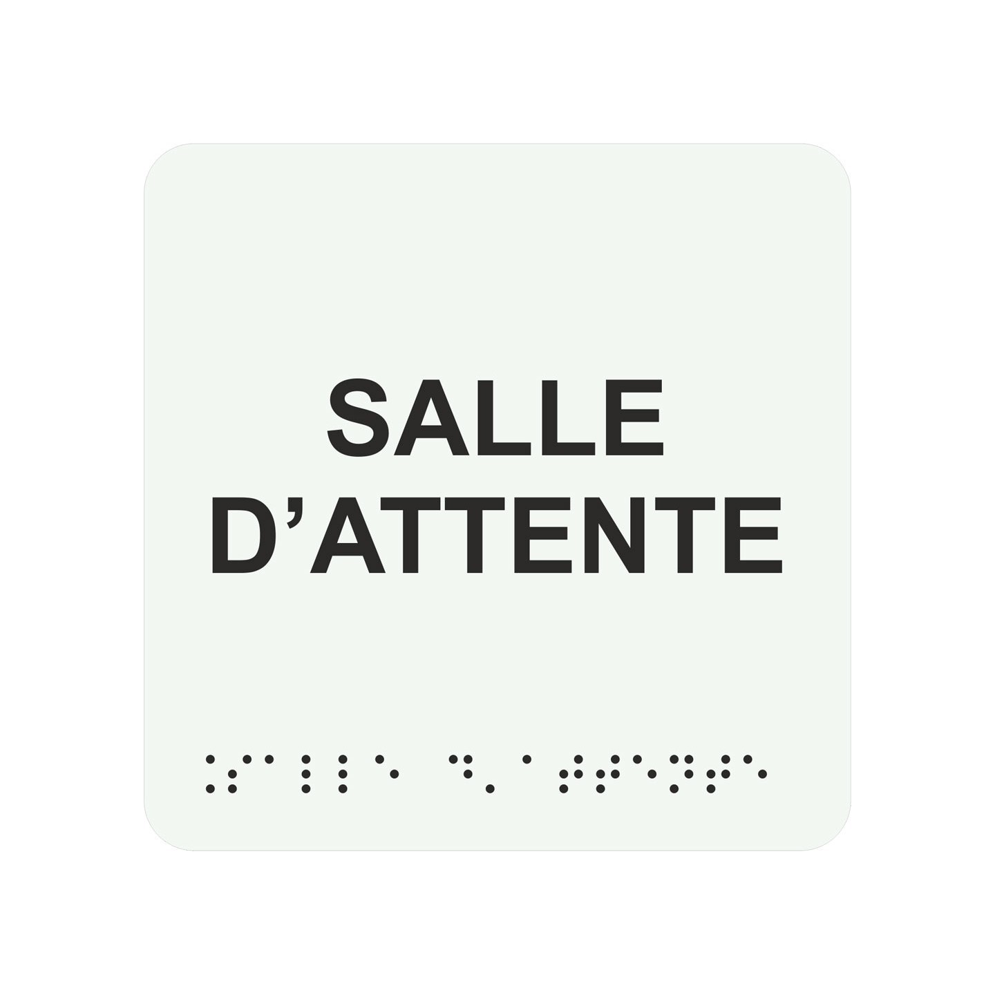 Picto alu avec braille et relief  "Salle d'attente", 5 couleurs au choix