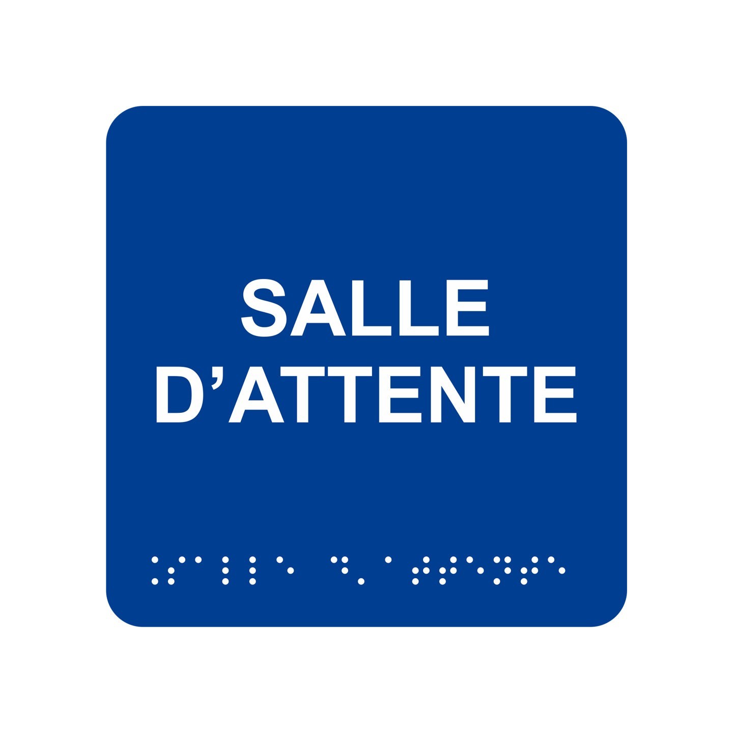Picto alu avec braille et relief  "Salle d'attente", 5 couleurs au choix