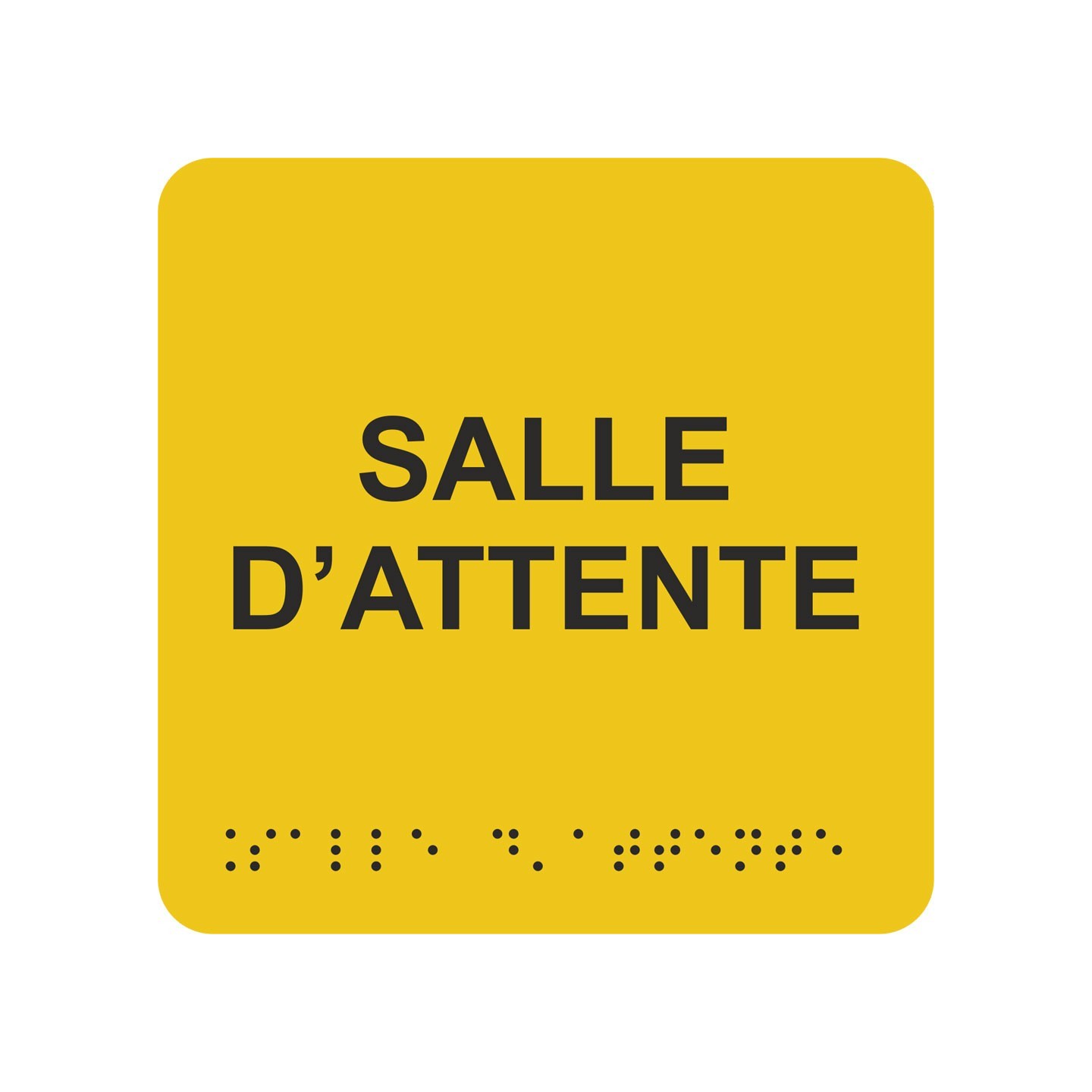 Picto alu avec braille et relief  "Salle d'attente", 5 couleurs au choix