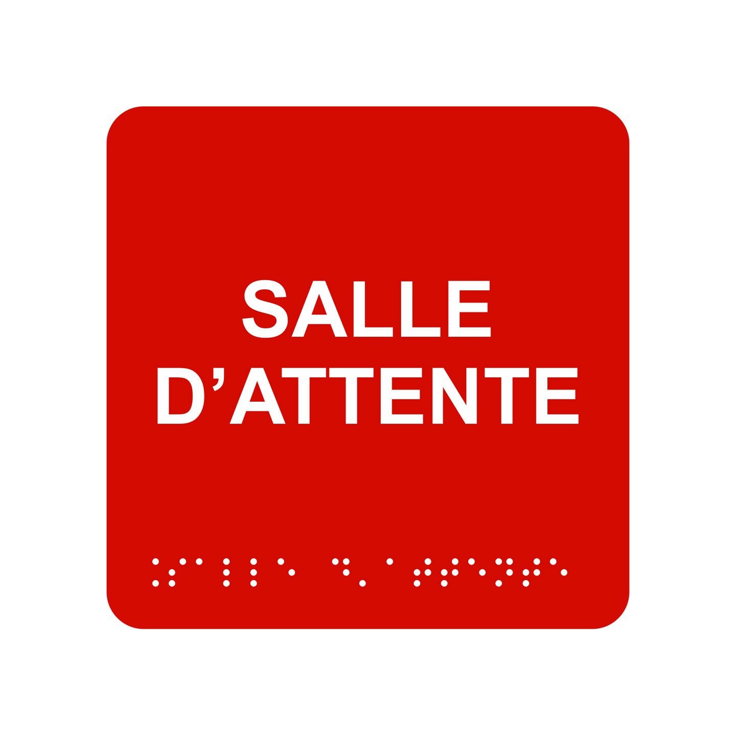 Picto alu avec braille et relief  "Salle d'attente", 5 couleurs au choix