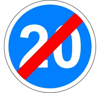 Panneau routier "Fin de vitesse obligatoire - 20kmh" B43