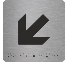 Pictogramme avec braille et relief "Flèche" en bas vers la gauche