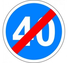 Panneau routier "Fin de vitesse obligatoire - 40km/h" B43