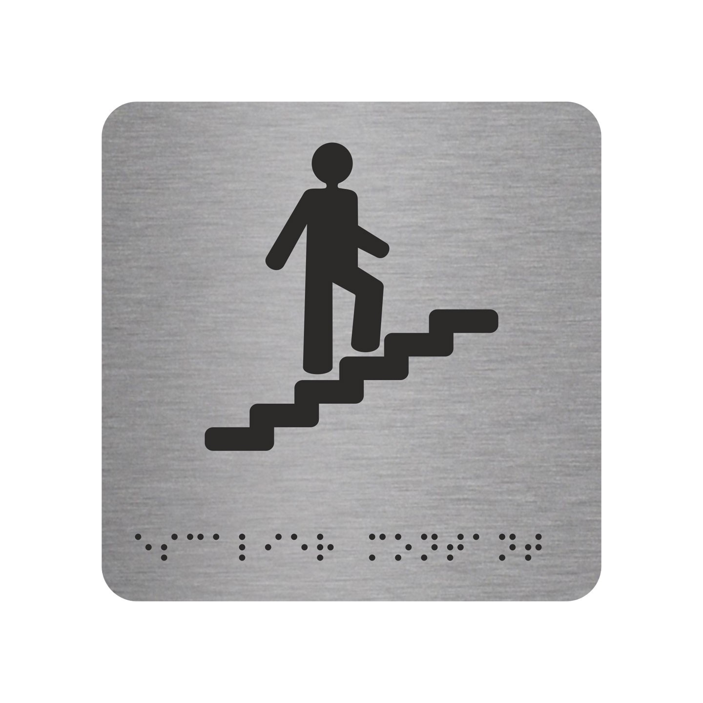 Picto alu avec braille et relief  "Escalier" montant, 5 couleurs au choix