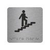 Picto alu avec braille et relief  "Escalier" montant, 5 couleurs au choix