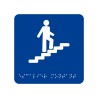 Picto alu avec braille et relief  "Escalier" montant, 5 couleurs au choix