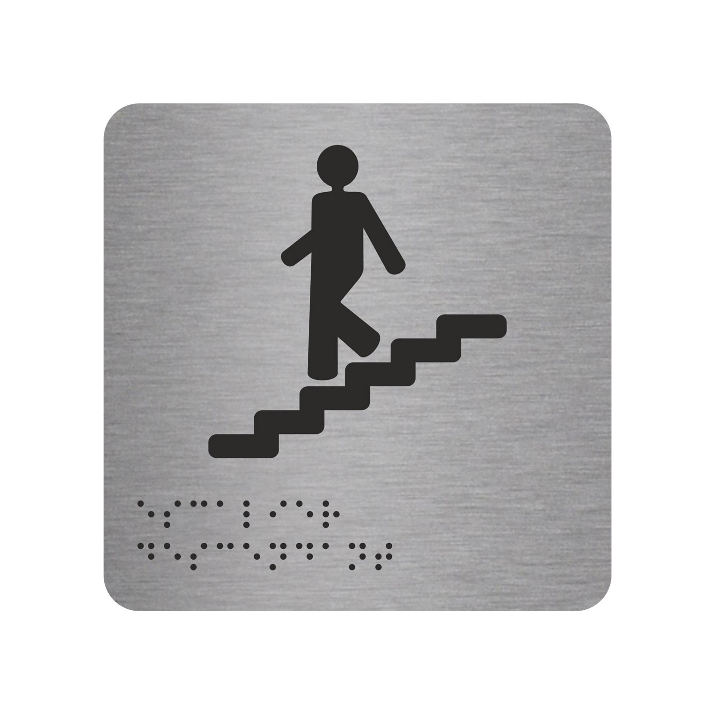 Picto alu avec braille et relief  "Escalier" descendant, 5 couleurs au choix
