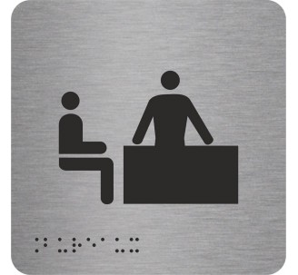 Picto alu avec braille et relief logo "Bureau" , 5 couleurs au choix