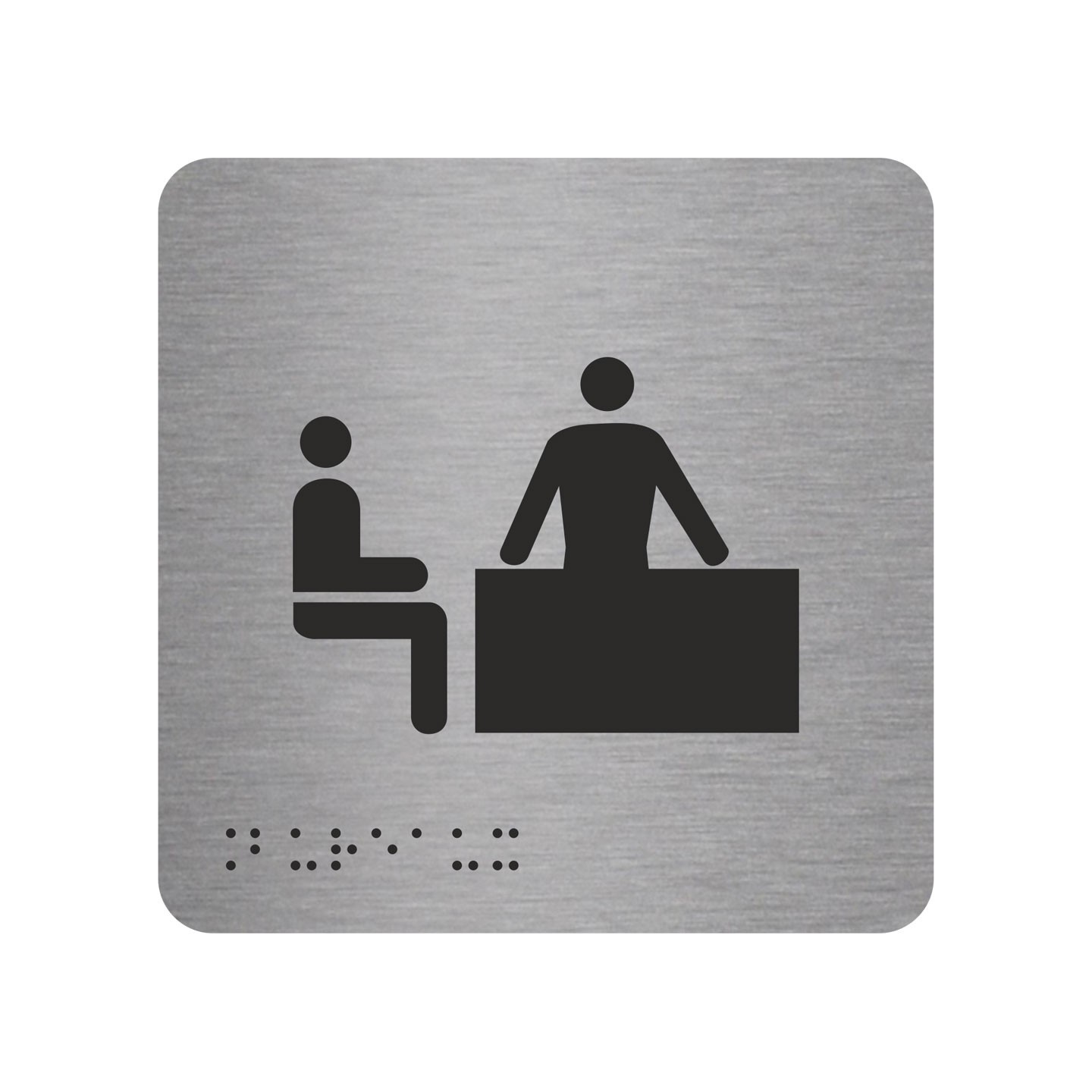 Picto alu avec braille et relief  logo "Bureau" , 5 couleurs au choix
