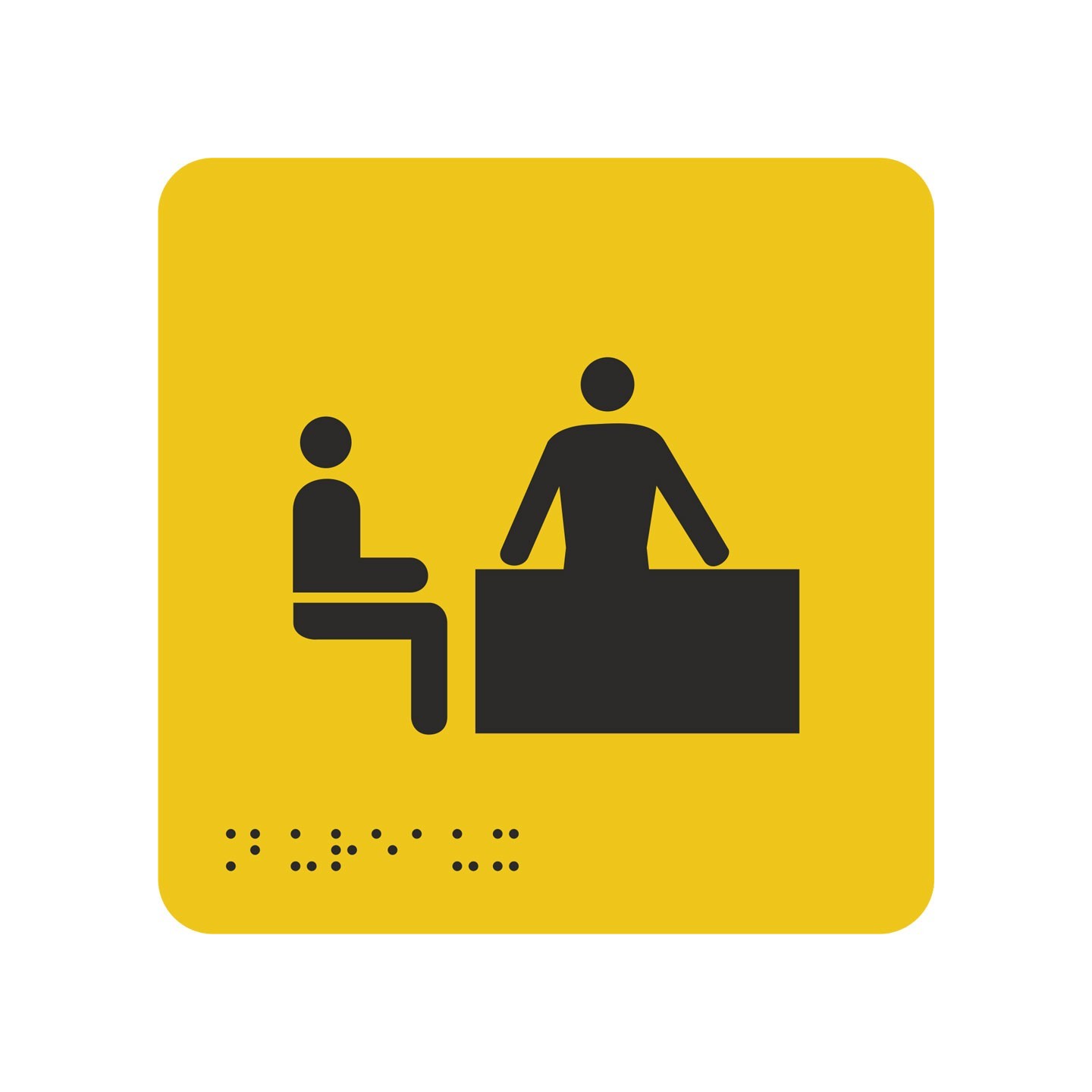 Picto alu avec braille et relief  logo "Bureau" , 5 couleurs au choix