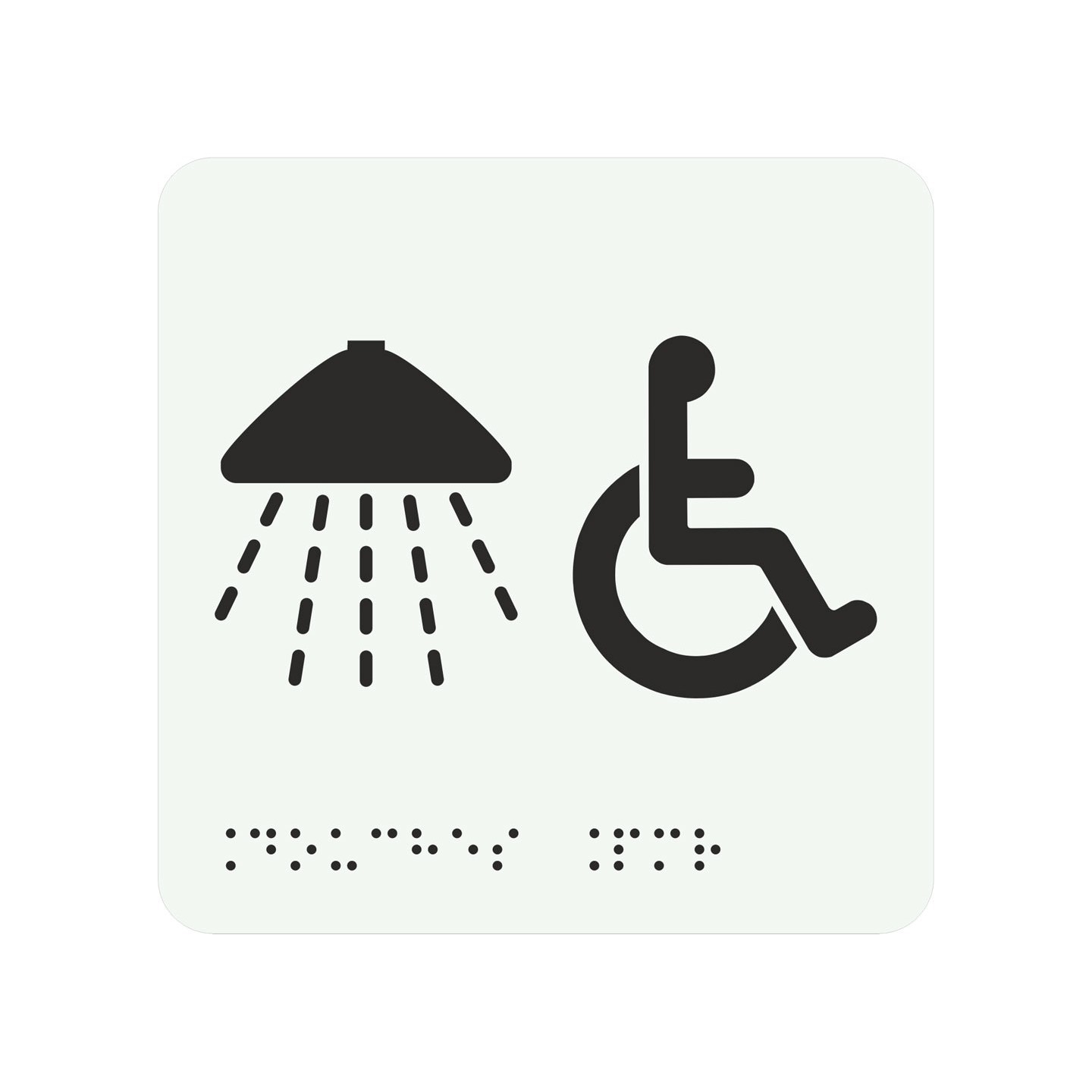 Picto alu avec braille et relief  "Douche , Handicapés", 5 couleurs au choix