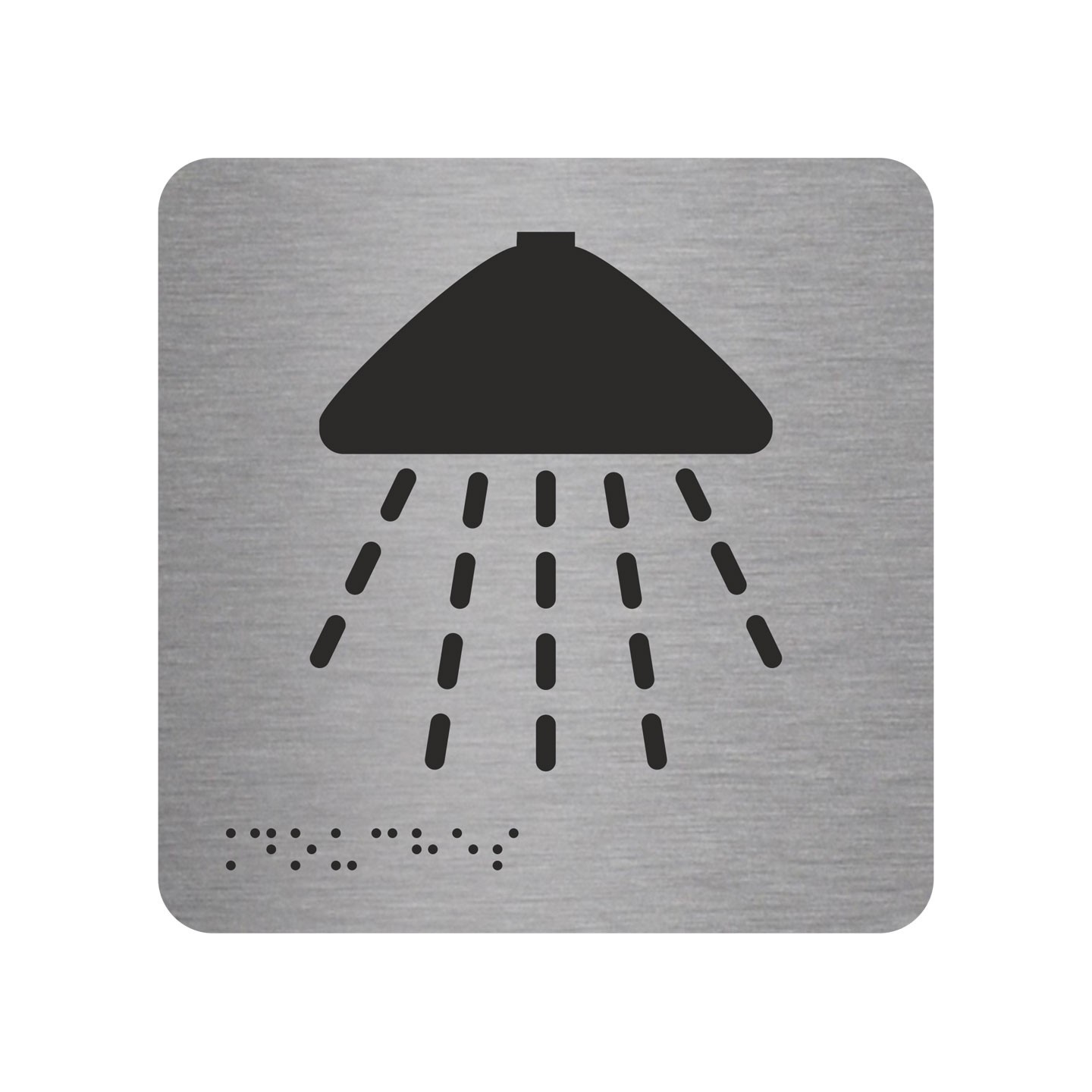 Picto alu avec braille et relief  "Douche", 5 couleurs au choix