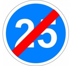 Panneau routier "Fin de vitesse minimale obligatoire - 25km/h" B43