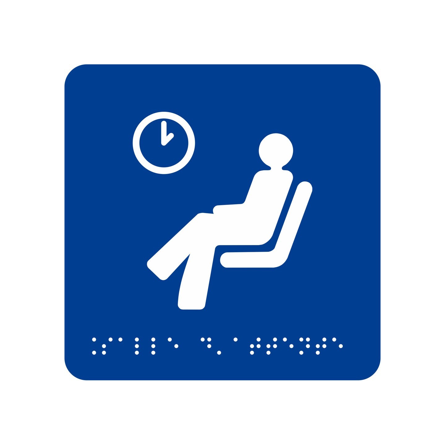 Picto alu avec braille et relief logo "Salle d'attente", 5 couleurs au choix