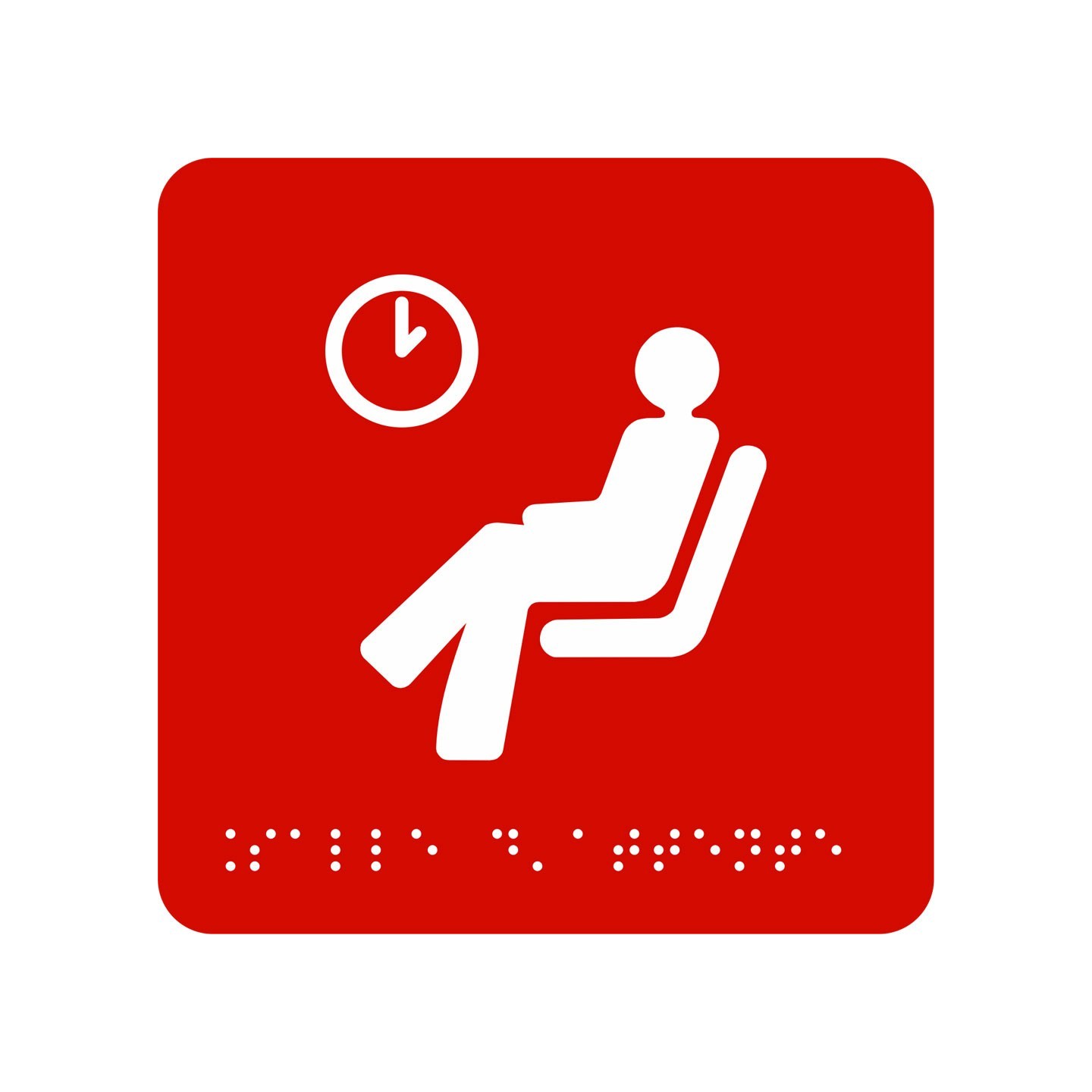 Picto alu avec braille et relief logo "Salle d'attente", 5 couleurs au choix