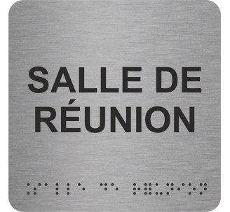 Picto alu avec braille et relief "Salle de réunion", 5 couleurs au choix